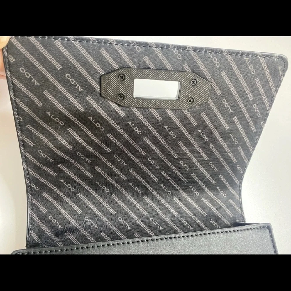 Aldo Small Faux Leather Black Crossbody Bag Chain Strap